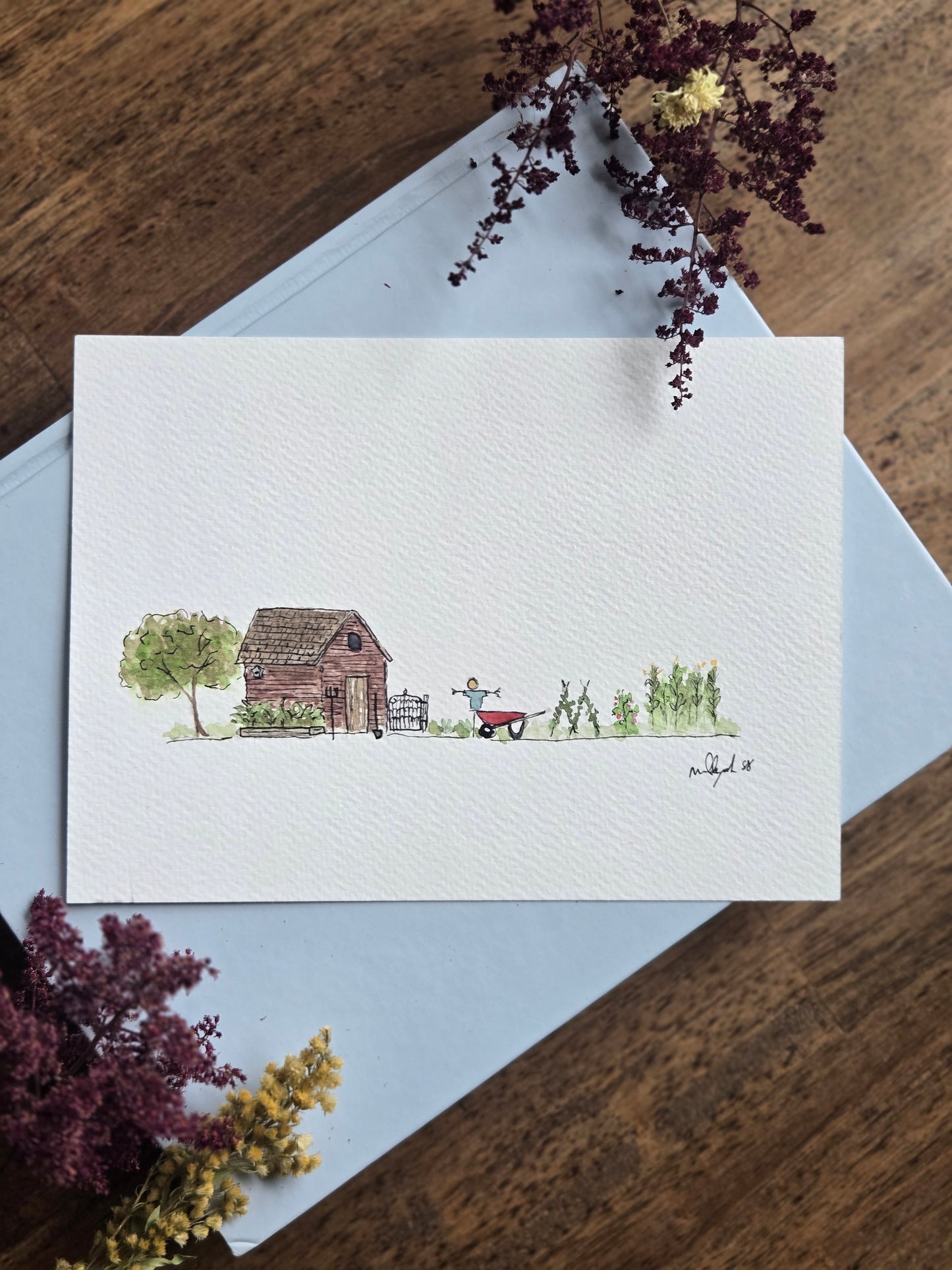Whimsical Garden Original Watercolor