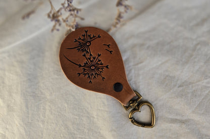 Dandelion Leather Keychain