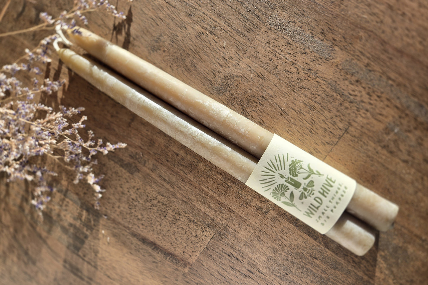 Moss Green Taper Candle Pair