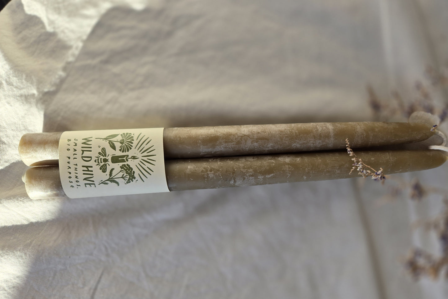 Moss Green Taper Candle Pair