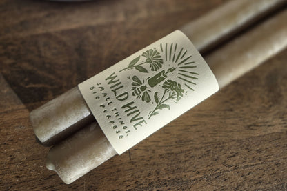 Moss Green Taper Candle Pair