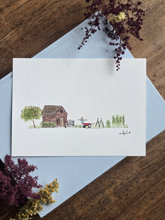 Whimsical Garden Original Watercolor